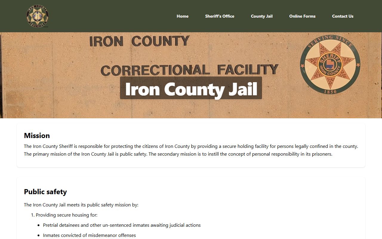 Iron County Jail for Cedar City recent arrests