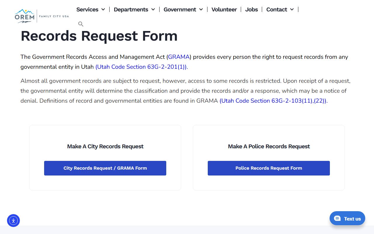 Orem records request page for recent arrests