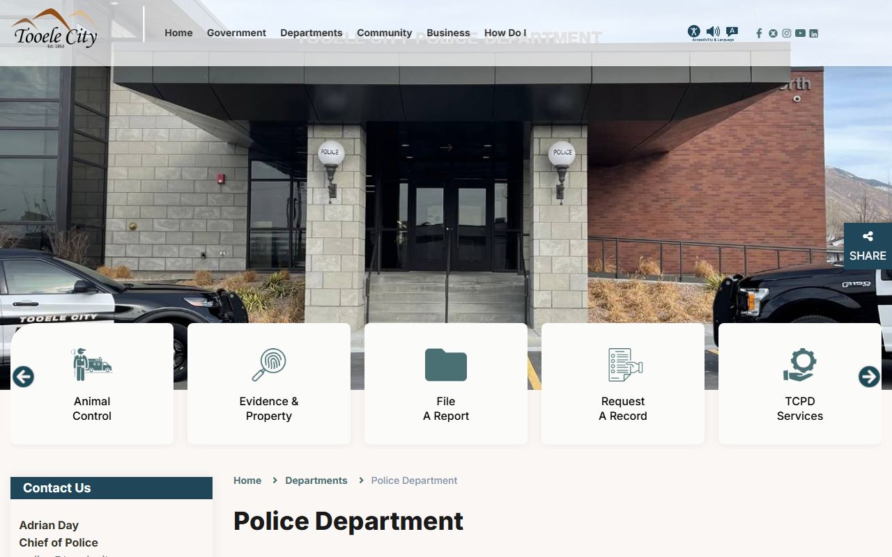 Tooele Police Department page for Tooele recent arrests