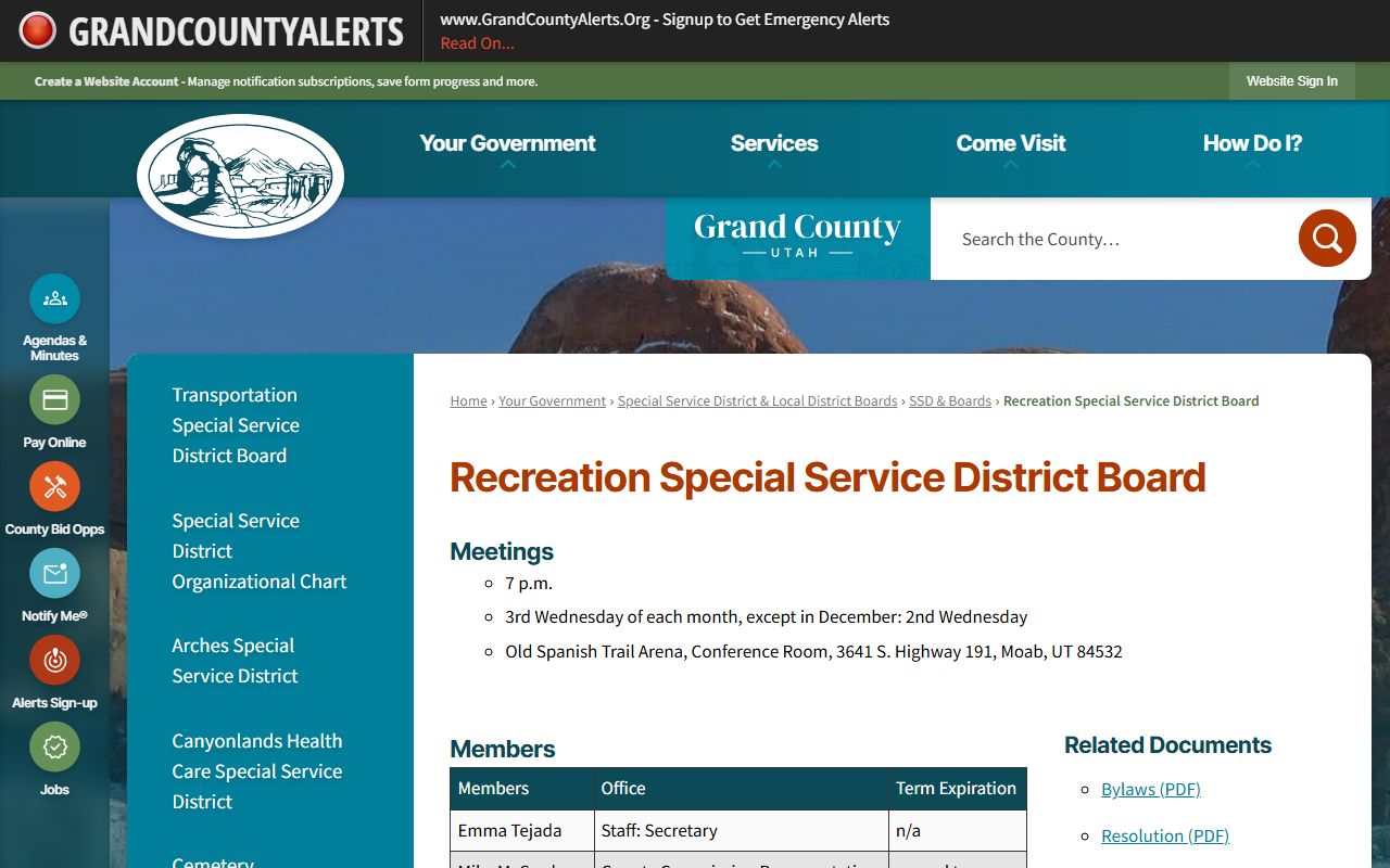 Grand County Jail page with booking info for recent arrests