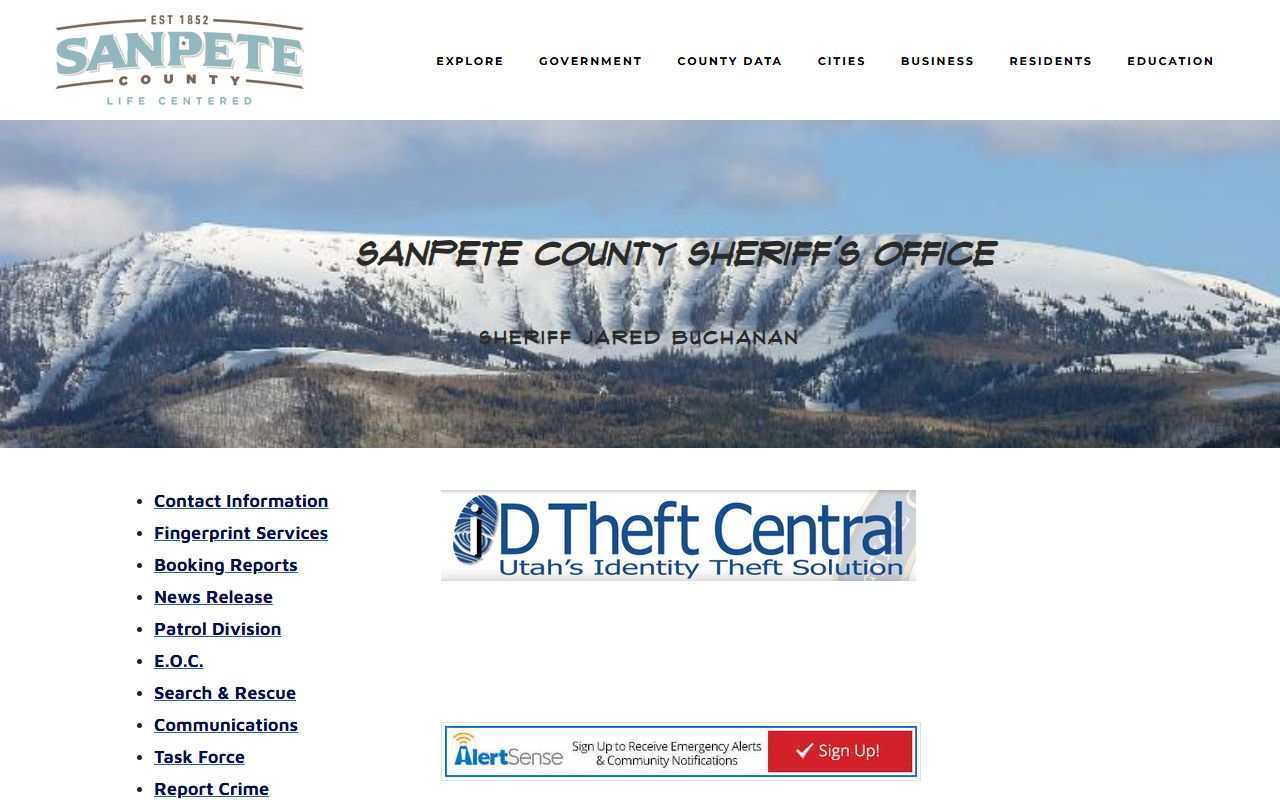 Sanpete County Sheriff website for recent arrests