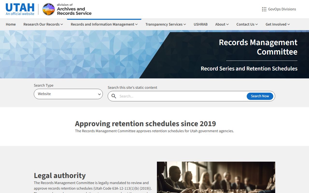 Utah State Archives records management page for Utah Recent Arrests